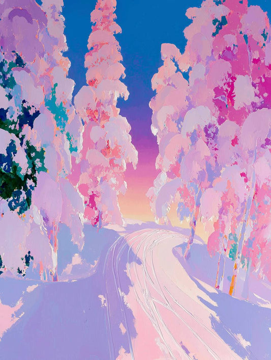 Snowy forest and ski trails